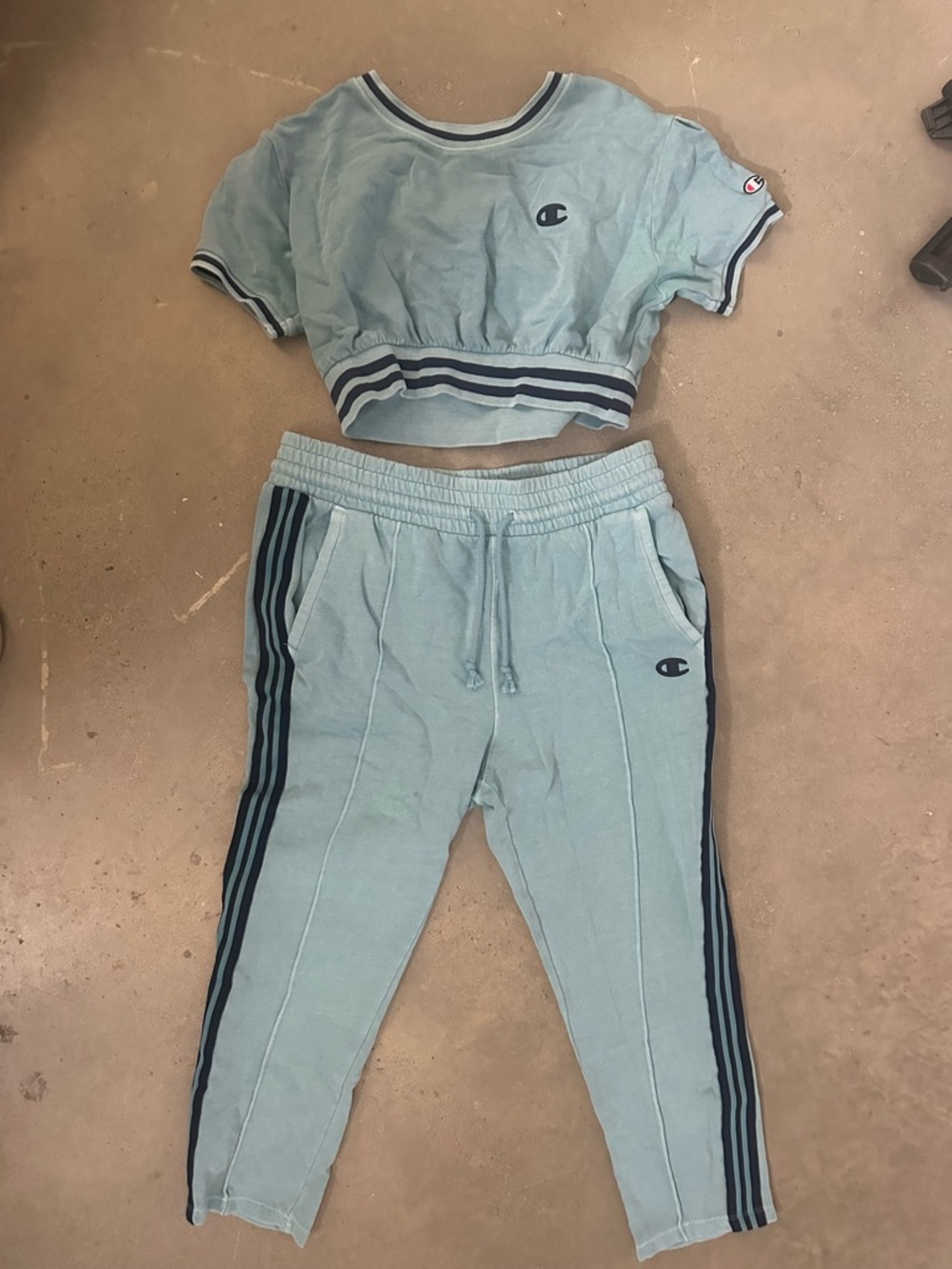 Champion Light Blue Crop Top & Jogger Set
